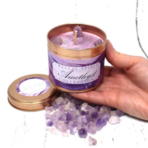 AMETHYST Rose Gold Candle with Amethyst Crystals